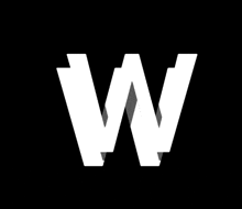 a white letter w on a black background with a shadow