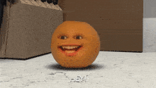 an orange with a face on it is smiling and saying hey