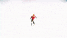 a red and black superhero with a ring on his hand
