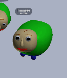 a close up of a green balloon with a face