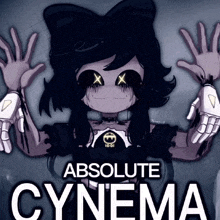a poster for absolute cynema shows a cartoon character