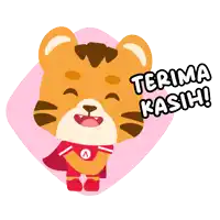 a cartoon of a tiger with the words terima kasih on it