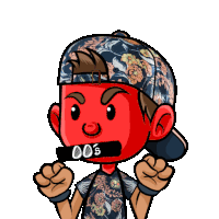 a cartoon character with a sticker on his mouth that says $
