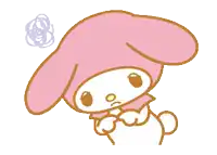a drawing of a pink bunny with a white background