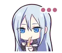a cartoon girl with long white hair is eating noodles with a fork .