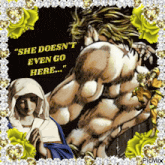 a picture of a man and a woman with the caption " she doesn 't even go here "