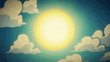 a cartoon drawing of a sun shining through the clouds