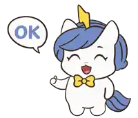 a cartoon of a unicorn giving a thumbs up with an ok speech bubble