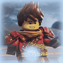 a picture of a lego character with the name mika written on it