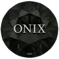 a black circle with the word onix in white letters