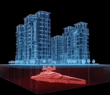 an x-ray of a building with a star destroyer in the middle