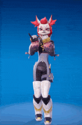 a video game character with red hair and a sword