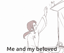 a drawing of a man and a girl with the words " me and my beloved " below them