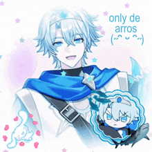 a drawing of a boy with the words only de arros below it
