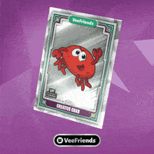 a veefriends card with a red crab