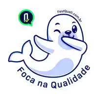 a sticker with a seal and the words foca na qualidade