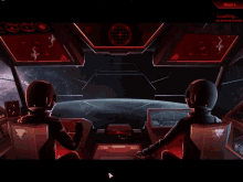a screenshot of a video game shows two astronauts in a cockpit