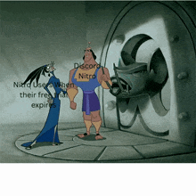 a cartoon of king emperor and queen standing next to each other with the caption discord nitro