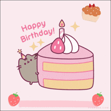 a birthday card with a cat and a cake that says happy birthday yaam
