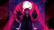 a stained glass painting of a woman with red hair and the words or maybe