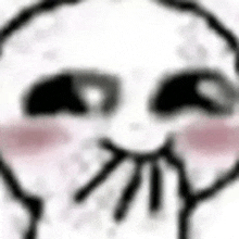 a close up of a cartoon face with a hand on its mouth .