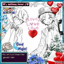 a picture of two boys with the words " love love love "
