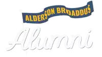 a blue and white banner that says aldison broaddus alumni