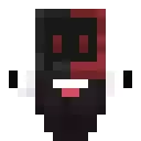a pixel art drawing of a man with a beard and a black and red face .