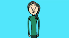 a cartoon of a woman wearing a green sweater and red lips