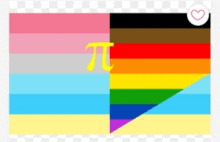 a rainbow flag with a yellow pi symbol in the middle