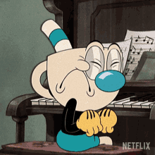 a cartoon character sitting at a piano with netflix written on the bottom right