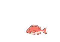 a cartoon drawing of a red fish with a yellow star on its tail