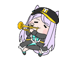 a cartoon of a girl playing a trumpet with a tigers hat