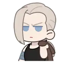 a cartoon drawing of a man with long hair and a ponytail .