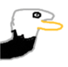 a drawing of a duck with a yellow beak and a black head .