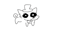 a black and white drawing of a cartoon character with big eyes