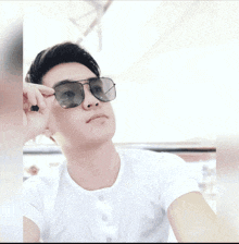 a picture of a man wearing sunglasses with the words welcome happy asking below him