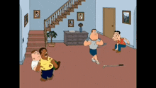 Joe Family Guy Fight 3 Vs 1 Fight GIF - Joe Family Guy Fight 3 Vs 1 Fight Peter Griffen Fat Man Collapse GIFs