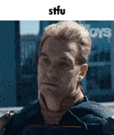 a picture of a man with a caption that says stfu