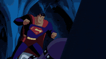 a cartoon of superman and batman fighting