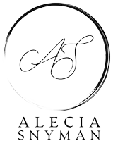 a logo for alecia snyman has a circle around the letter a