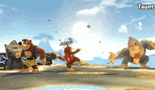 a video game with a character named taunt on the bottom