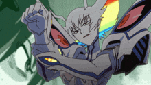 a cartoon character with a rainbow colored hair and arms