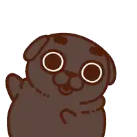 a cartoon drawing of a pug dog with circles in its eyes