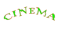 a green and white sign that says cinema on it