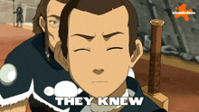 a cartoon of a man with the words they knew written on the bottom