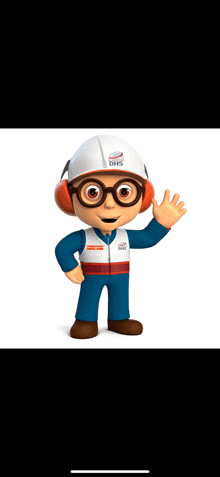a cartoon character wearing a hard hat and ear muffs with the word davis on it