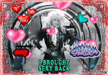 a picture of a woman with the words " i brought sexy back " on it