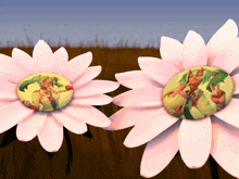 a couple of daisies with a picture of a girl on them