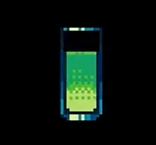 a pixel art of a bottle with a green liquid in it .